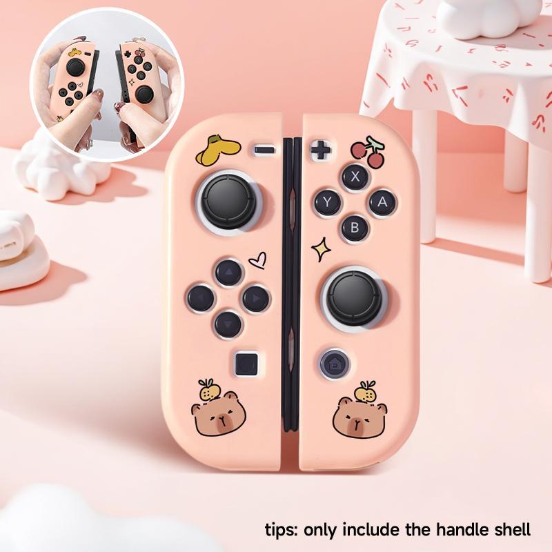 Cute Cartoon Pattern Protective Case Set, Covers and Protection for Switch, Including Handle Case, Keycap, Storage Bag, Card Stand, Protective Case, Console Accessories
