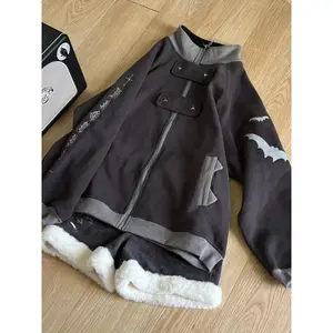 Aesthetic Elegant Sweatshirt Sets Woman Y2k Patchwork Design Coat + Warm Casual Pants Female Zipper Design Chic Outfits Winter
