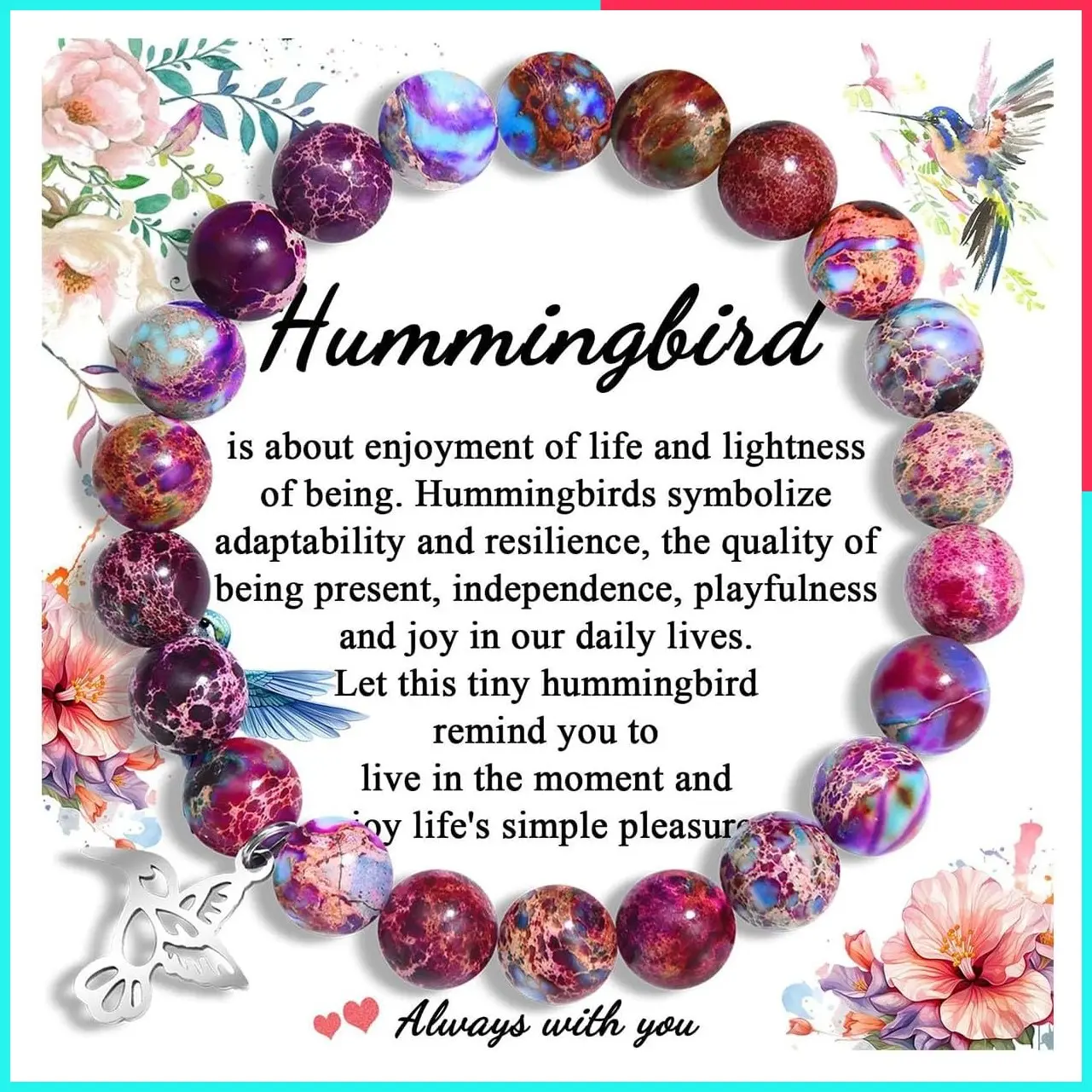 Inspirational Hummingbird Bracelet Jewelry, Perfect Gift for Women - Christmas, Birthday, Retirement, Best Friend, Sister, Mom