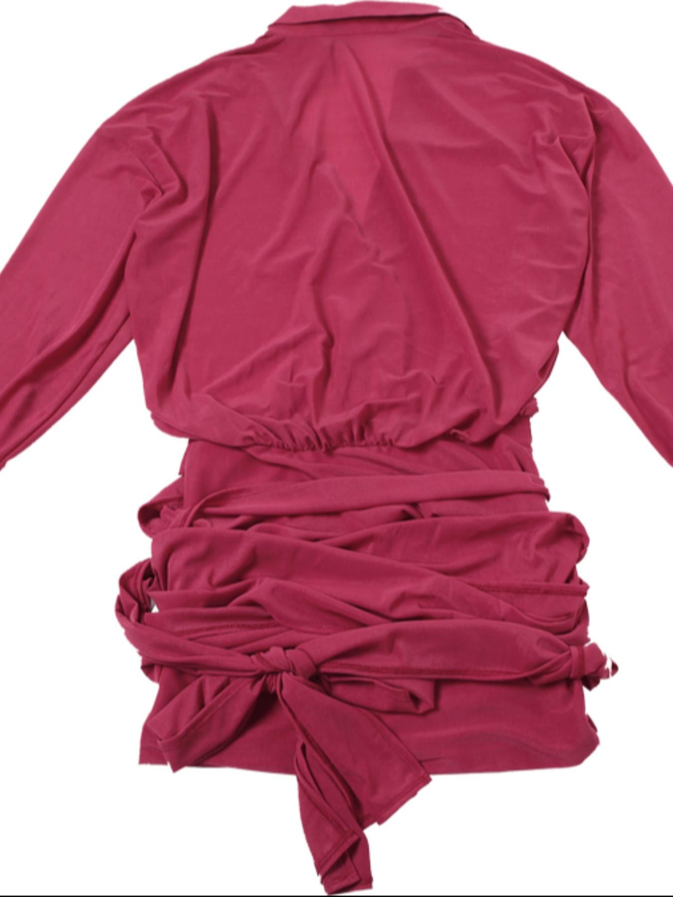 Women's Solid Color Button Collared Dress, Casual Chic Long Sleeve Dress for Spring & Fall, Womenswear for Daily Wear