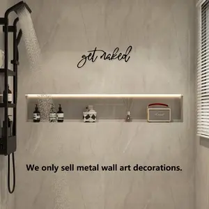 Get Naked Letter Pattern Wall Sign, 1 Count Metal-wall Art Decor, Vintage Metal-hanging Sign, Wall Decor for Home Bedroom Bathroom Living Room Decor, Vintage Decorative Plaque Decor, Modern Decorations, Novelty Decor