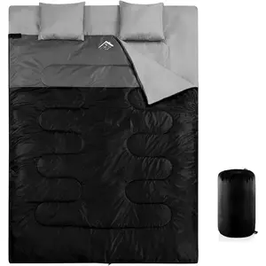 Double Sleeping Bag for Adults with 2 Pillows -  Size XL  Sleeping Bag for   Camping Hiking Backpacking 2 Person Sleeping Bags for Cold Weather & Warm
