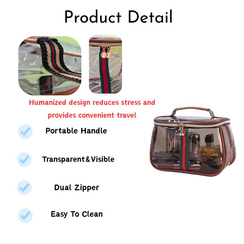 2 PACK waterproof toiletry makeup bag retro vintage style transparent cosmetic storage bag women beach bag large capacity 2 PACK waterproof toiletry makeup bag retro vintage style transparent cosmetic storage bag women beach bag large capacity