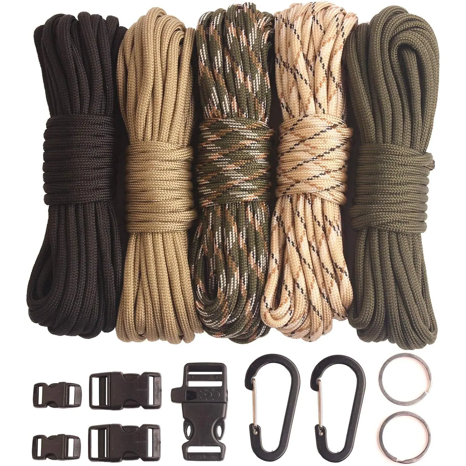 Paracord 550 Combo Crafting Kits with 5 Types Buckles,20 Feet Each Paracord Rope Paracord 550 Combo Crafting Kits with 5 Types Buckles,20 Feet Each Paracord Rope