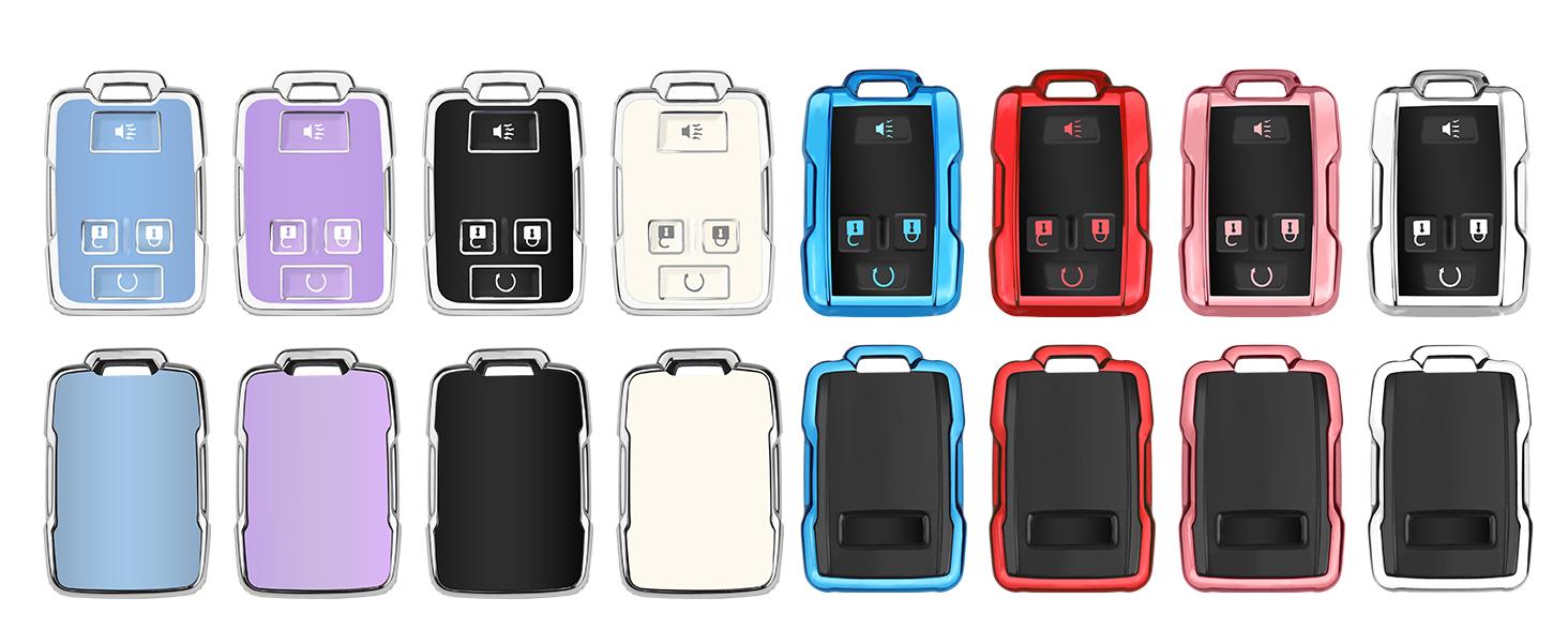 for Chevy Key Fob Cover with Keychain,Car Key Case Shell Protector for Chevrolet Chevy Silverado Colorado GMC Sierra Canyon Yukon Tahoe Suburban