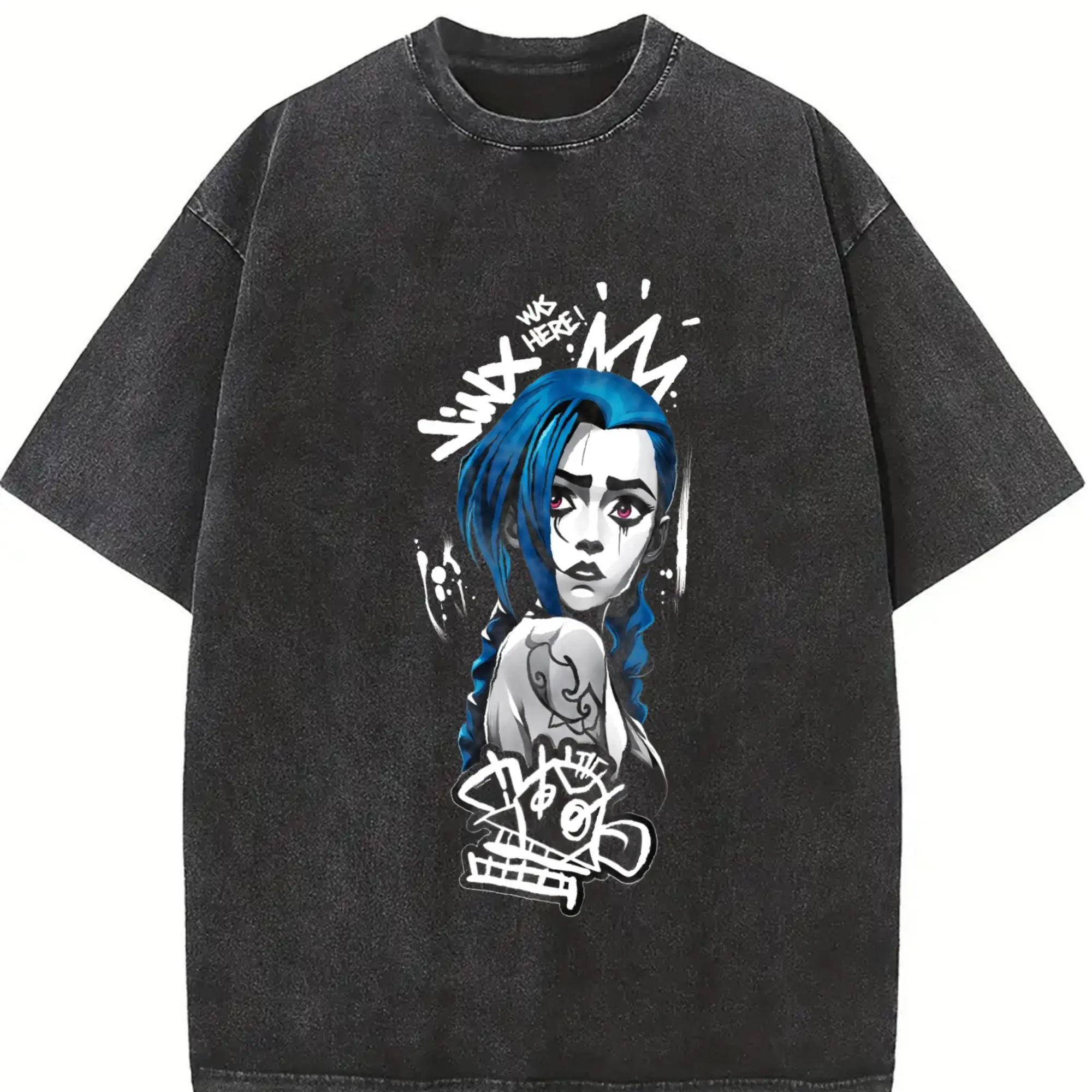 valentine shirts Retro Vintage Jinx x Powder Arcane: League of Legends Washed T-shirt Game Cotton, FPS, Game Lover Unisex Shirt Gift for Him Her Y2K Hoodie Sweatshirt Clothes Menswear streetwear t-shirt clothes