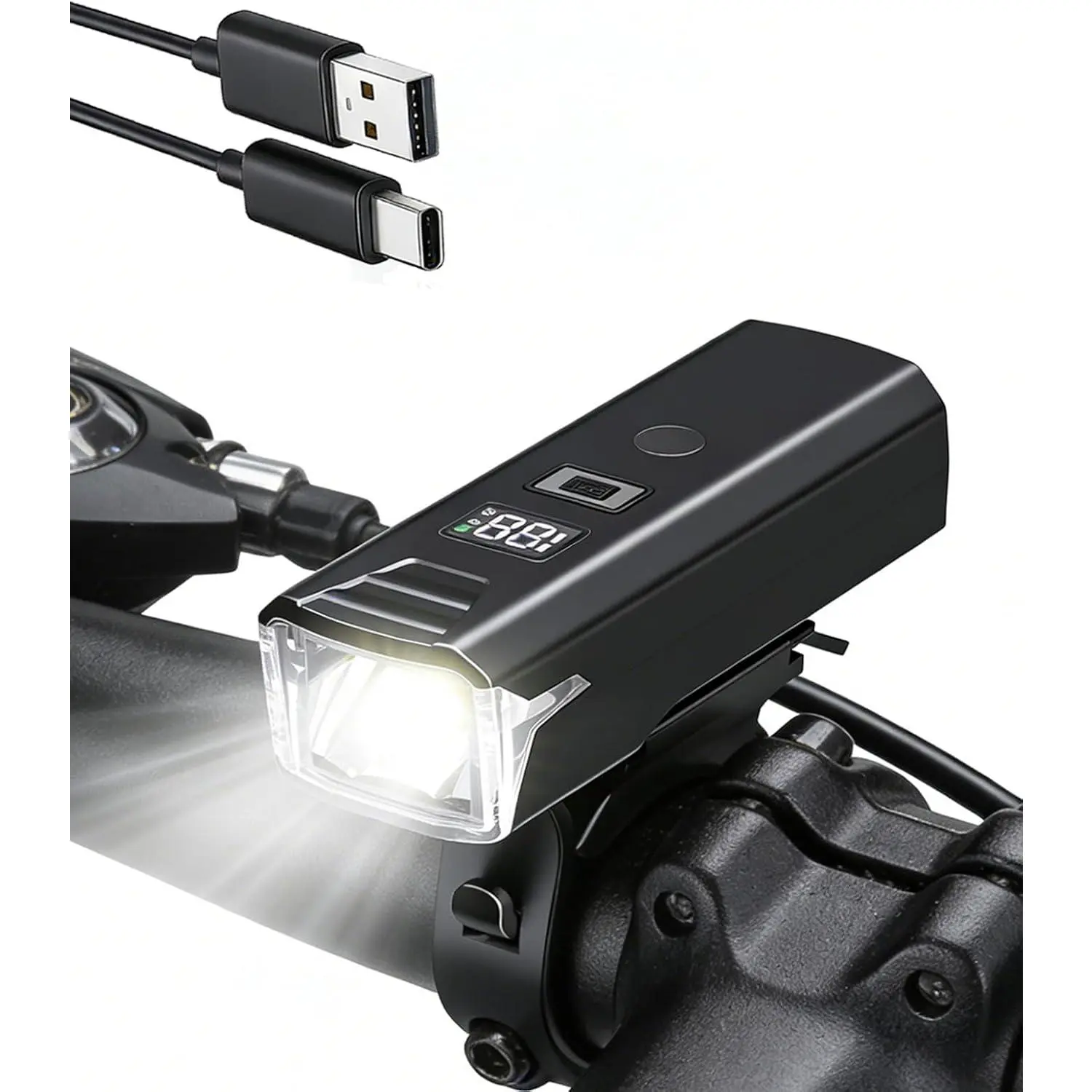 Lights for Night Riding,USB-C Recharge  Light Bright Headlight | LED Mountain  Front Light,5 Lighting Modes,Auto Light Sensor,for Cyclists and Commuters,LED Display