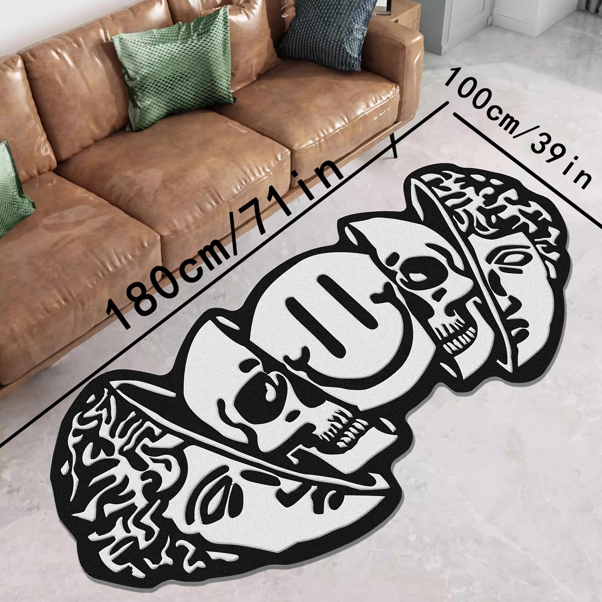 Abstract Skull Pattern Carpet, 1 Count Creative Non-slip Soft Floor Mat, Decorative Area Rug for Home Living Room Bedroom Study Room, Modern Abstract Rug, Home Decor Rugs