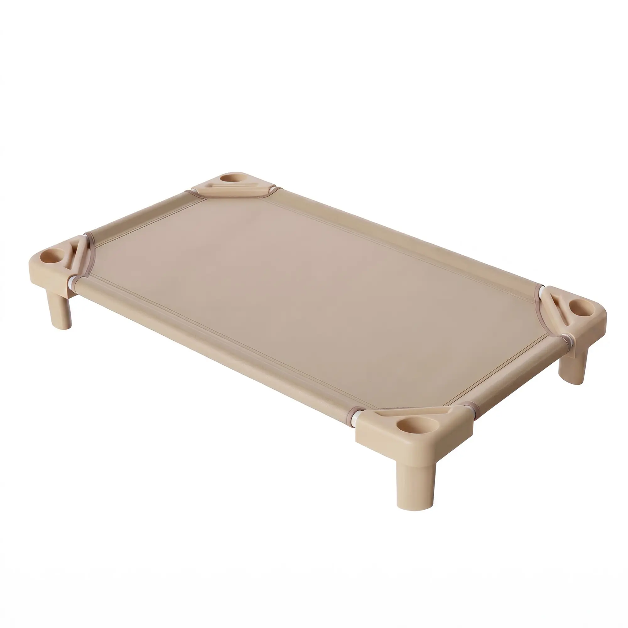 Stackable Kids Nap Cot, Portable Toddler Daycare Cot 51" x 22" x 6", Preschool Sleeping Cot with Breathable Oxford Fabric, Heavy-Duty Steel Frame for Daycare, Classroom, Naptime & Camping, Khaki/Blue