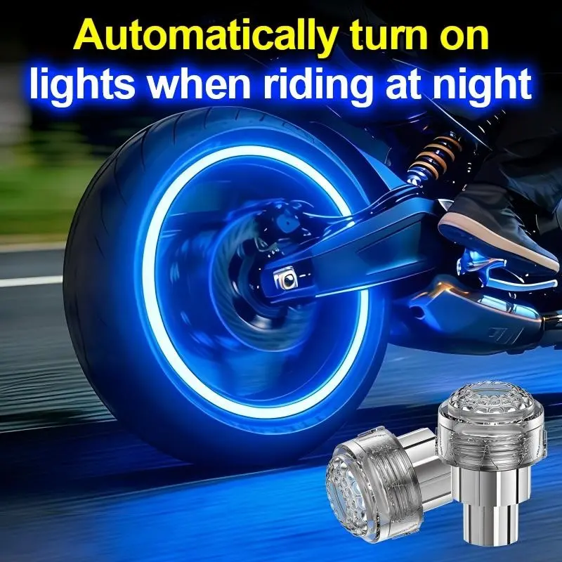 Motorcycle Bicycle LED Wheel Fluorescent Light, Tire Valve Cap Decorative Neon Bike Light, Electric Motorcycle Modification Accessories