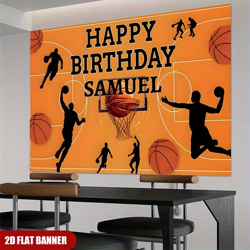 [Custom Basketball Background] 2D Flat Personalized Custom Name Birthday Party Basketball Dunk Background Cloth - Multi-Functional Party Wall Decoration for Home Decor - Suitable for Various Occasions and Patterns - No Electricity Required