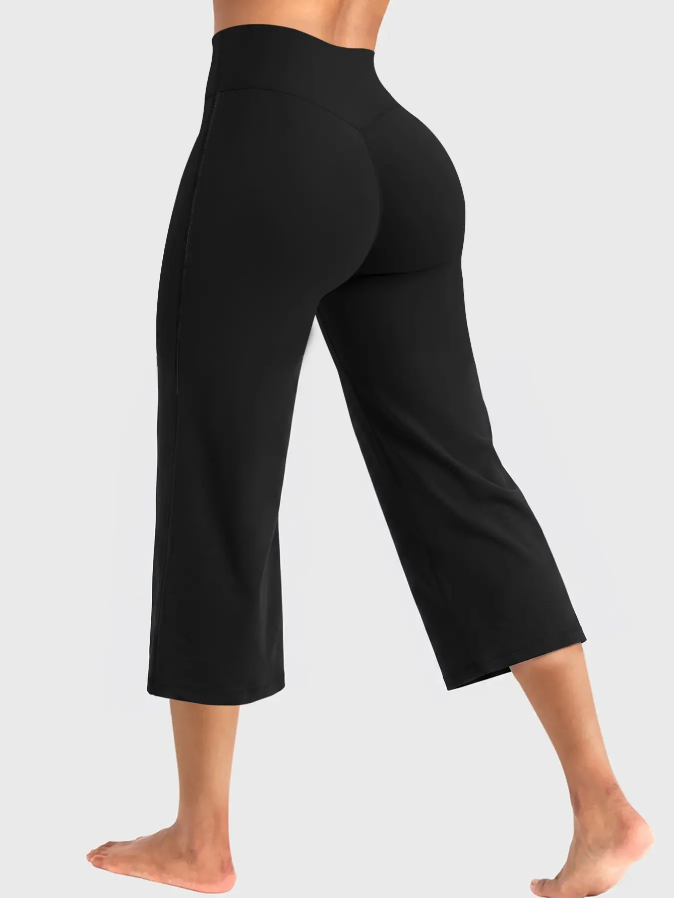 Women's Plain Color Sporty 7/4 Pants, High Waist Butt-Lifting Loose Fit Wide Leg, Comfortable Breathable Straight Leg, Ideal for Daily Outdoor Fitness Training Activewear Pants
