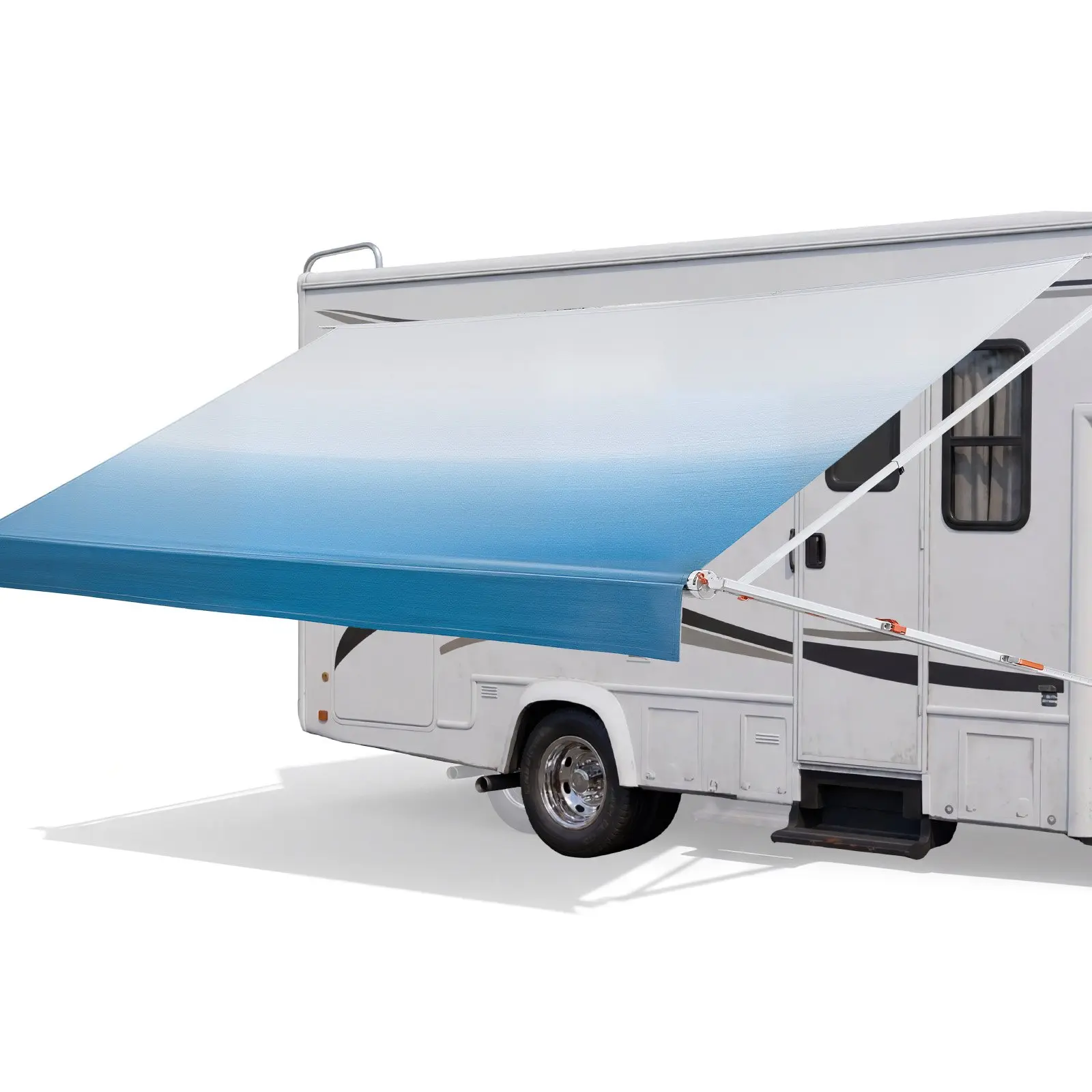 VEVOR Manual RV Awning Complete Kit, 20.12FT Retractable RV Awning with Aluminum Alloy Frame Waterproof PVC Fabric, Outdoor Camping Trailer Awnings Fit Most RVs (20FT Type, Gradient Blue)