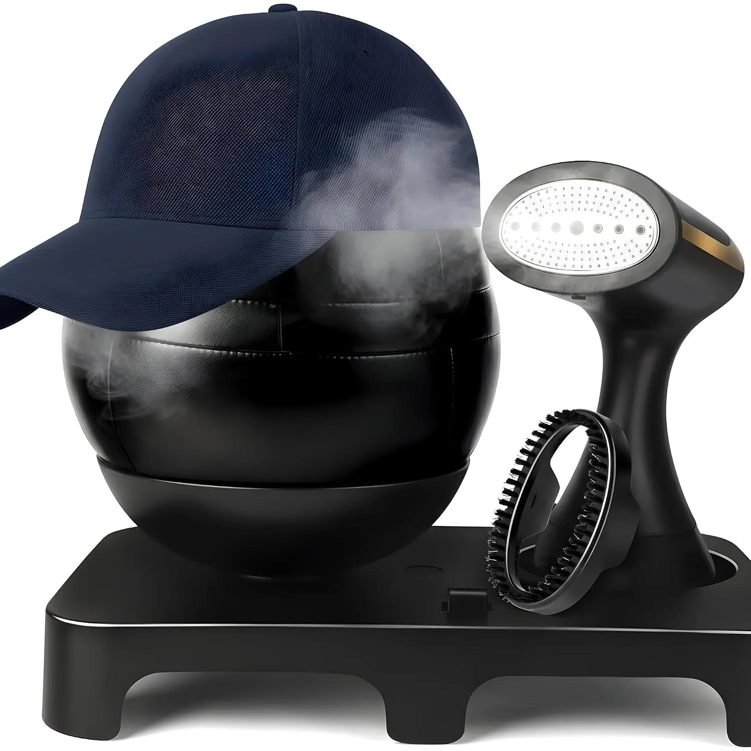 Hat Cleaner Machine for Ironing Baseball Hat Steamer Shaper, Hat Care and Washer Tool for Cowboy Hat, Snapback Hats, Fitted Hats Wrinkles Remover (Black)
