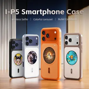 I-P5 Protective Multifunctional Smartphone Cover for iPhone - Cellphone Accessory with Circular Smart Display, Custom Wallpapers, Bullet Comments, Message Alerts, Wireless Selfie, Handheld Voice Recording, Games Support