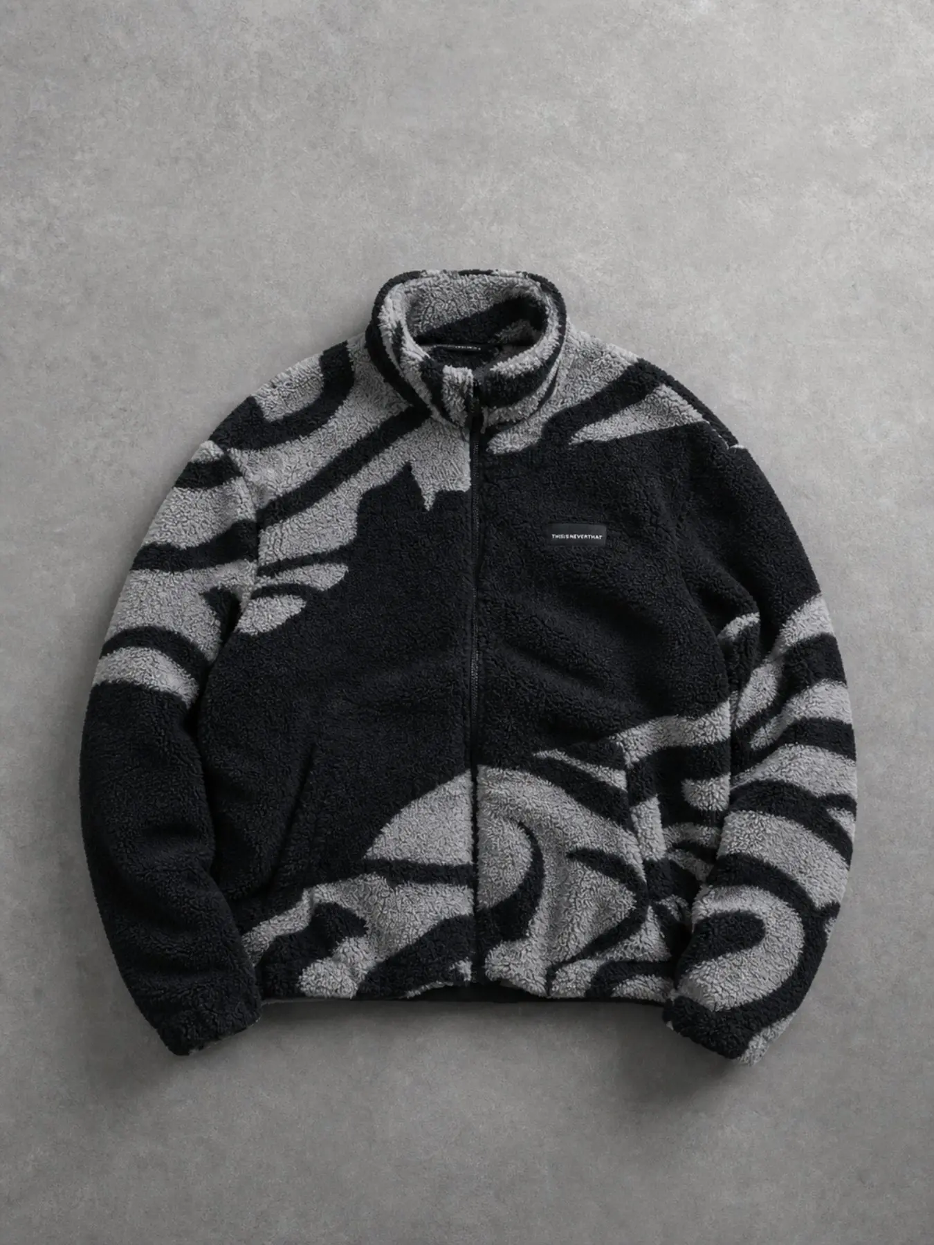 Zip Up Stand Collar Fleece Jacket, Abstract Irregular Stripe Color Block Print Fluffy Warm Outerwear, Loose Cropped Fit Casual Coat, Y2K Streetwear Thermal Fleece Jacket For Men Trendy Autumn Winter Daily Street Fashion Outfit