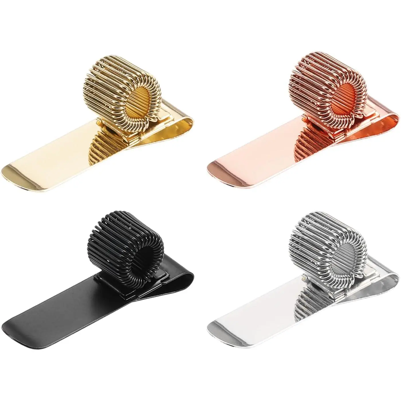 4 count Pen Holder Clips, Metal Pen Clip Holder Adjustable Loop Pen Pencil Organizer with Horizontal Single Spring Loop for Notebook, Clipboard, 4 Color