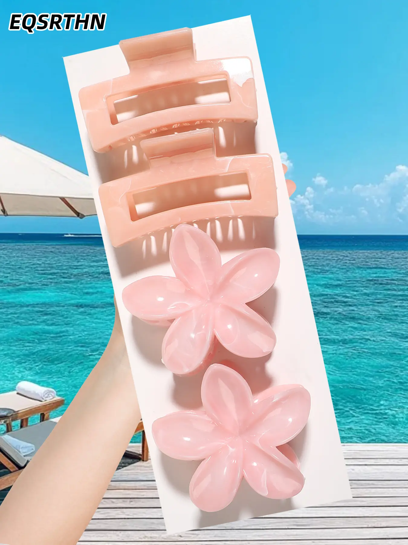 4 Pack Vintage Style Flower Hair Claws and Rectangle Hair Clips, Mother's Day Present for Women, Decorative Hair Accessories, Secure Grip Hair Clamps for Thin and Thick Hair.