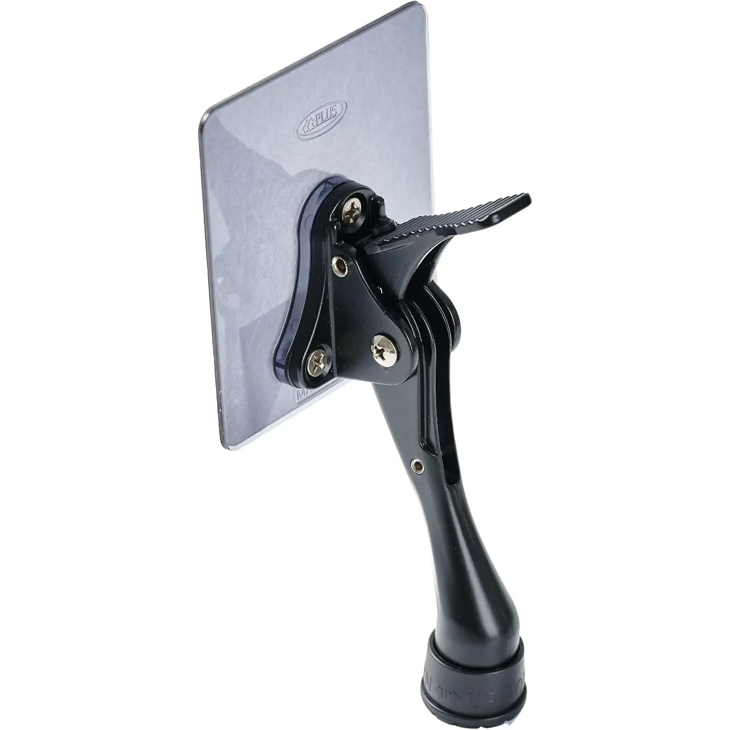 4" Kick Down Door Stopper with Large Self-Adhesive Mounting Plate, Heavy Duty Adjustable Door Stop, No Drill Floor Mounted Door Holder for  & Office (Black, 4 inch x 1 Pack)
