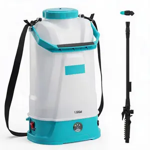 2.38 Gallons Battery Powered Sprayer with Wheeled Cart, 12V2AH Electric Sprayer with Nozzles & Wands, Adjustable Pressure, Trigger Lock