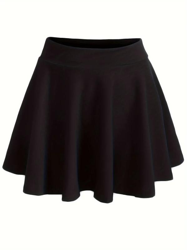 Women's Fashion Plus Size 1XL-5XL Preppy Skirt Ladies Casual Solid Elastic High Rise Slight Stretch A-line Mini Skirt