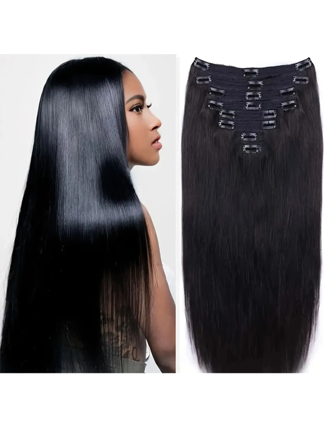 Clip in Premium Human Hair Straight Extensions for Women 14-28 Inch 100g 8Pcs 18 Clips 1B/4/4-27/613 Natural Black, Dark Brown,Highlight Ombre Honey Blonde Seamless Invisible Extension Soft Lightweight Natural Look Easy Install Hair