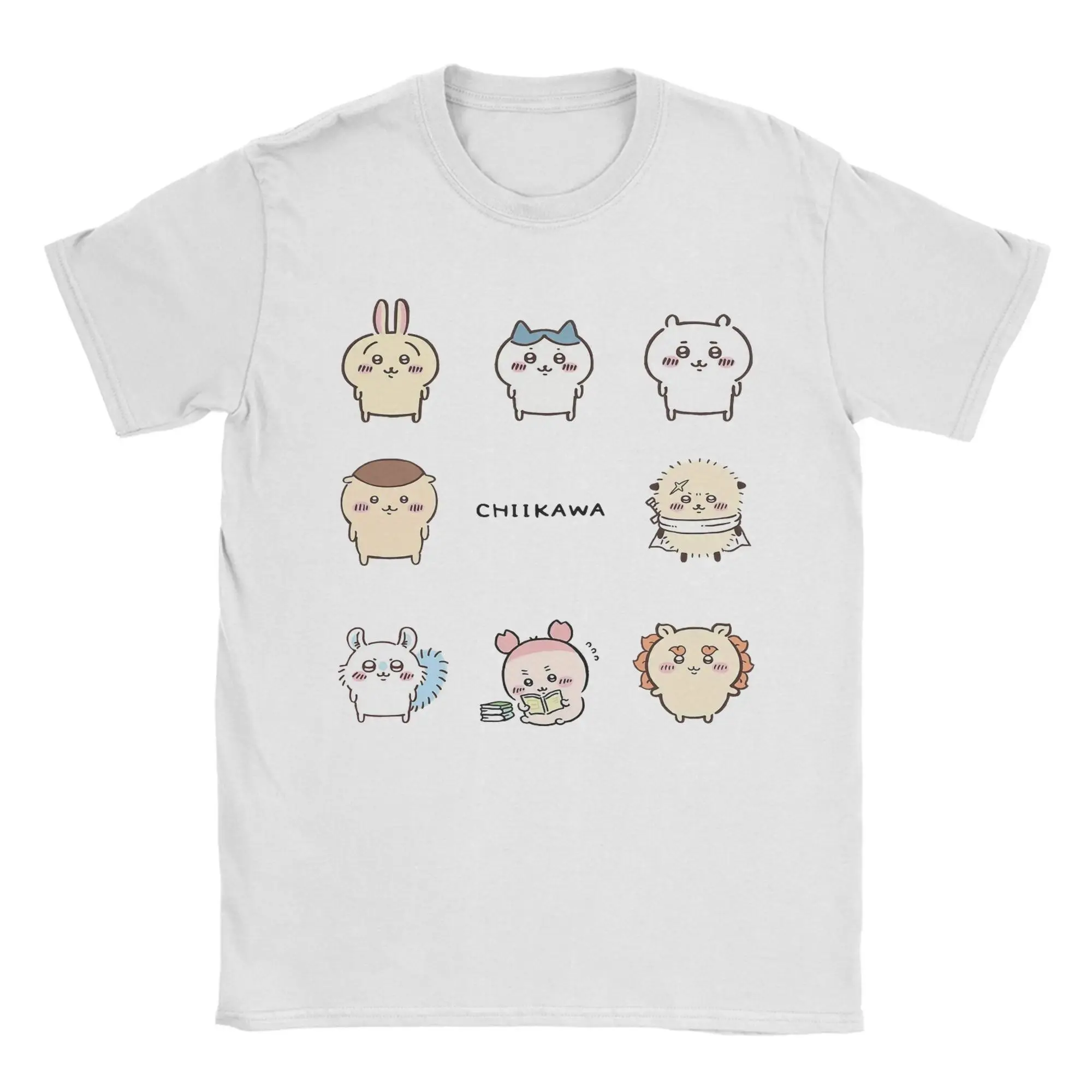 Mens Vintage Chiikawas Hachiware Usagi Streetwear Short-Sleeve Round Neck Pure Cotton T-Shirt, Menswear Crew Neck Tops in 4XL-6XL with Good Graphics, Shortsleeve, Tshirt, Casual