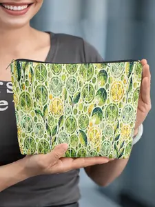 1pc, Lemon Leaf Abstract Art, Durable and Fading-Resistant Canvas Bag, Portable Storage Bag, Student Pencil Case, Canvas Toiletry Bag, Pencil Case Travel Bag, Snack Bag - Multifunctional Bag - The Best Gift for Friends