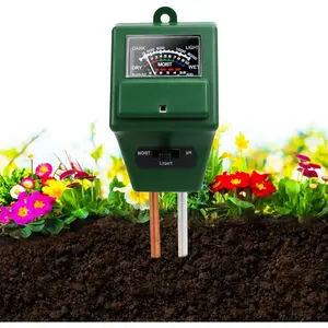 3-in-1 Soil Testing Instrument, Soil Moisture, PH and Light Detector, Portable Plant Humidity Monitor Probe, Indoor & Outdoor Potted Plant Tester, Gardening Measuring Tool for Lawn, Farm and Vegetable Planting