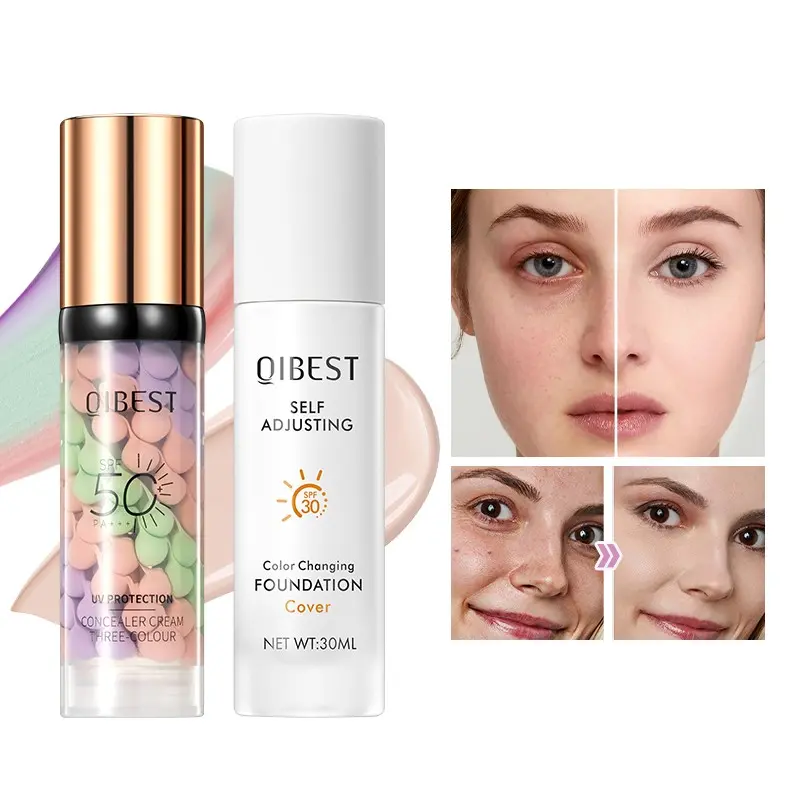2-Piece Makeup Set | SPF50 UV Tri-Color Concealer Primer + Color Changing Foundation, hydrating and coverage-boosting, delivers long-lasting naturally flawless skin, suitable for all skin tones