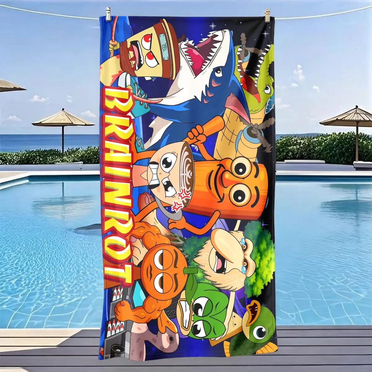 Funny Cartoon Character Beach Towel, Quick-Dry Ultra-Soft Polyester Fiber, Multi-Purpose Yoga Travel Swimming Camping, Best Gift
