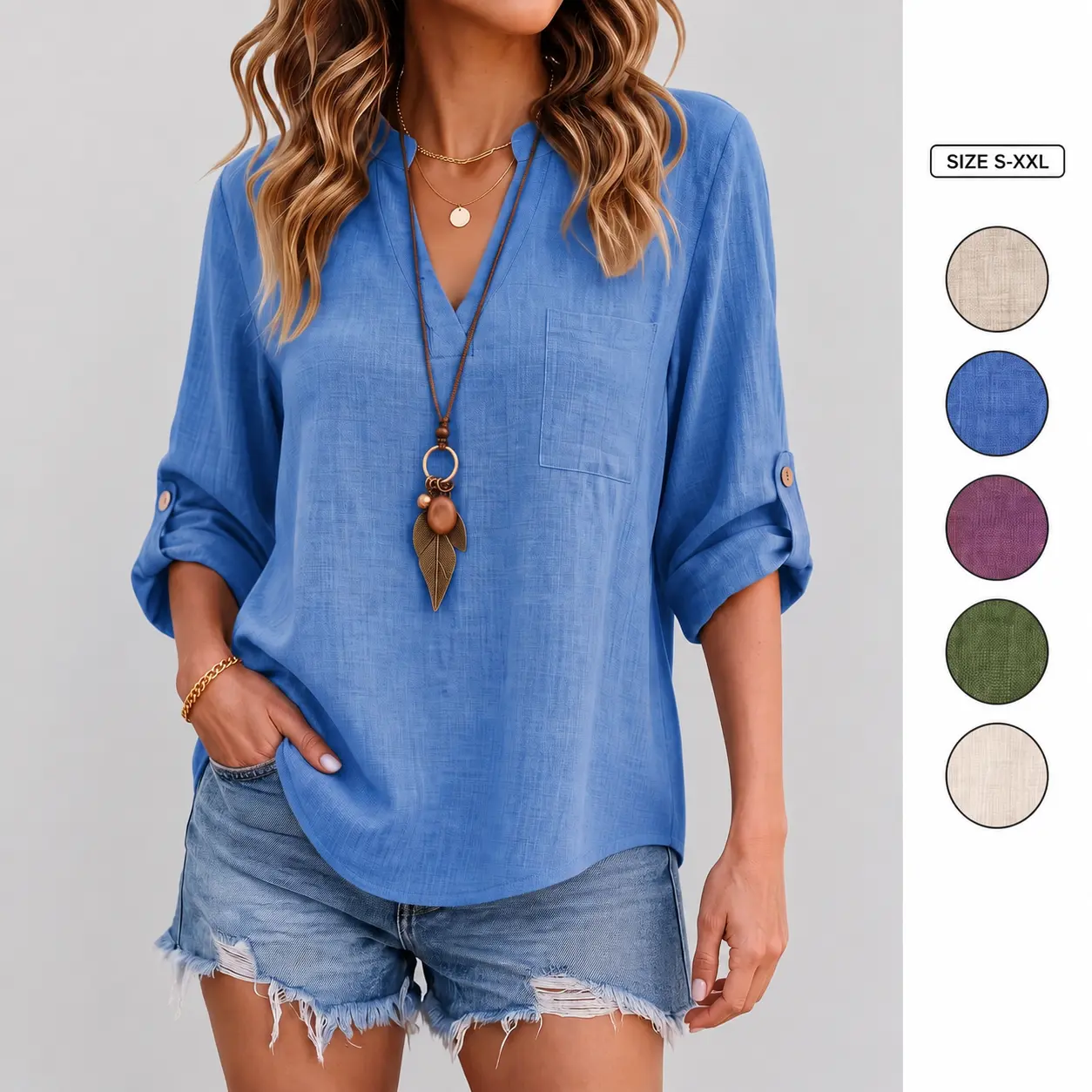 Women Casual V Neck Blouse Roll Tab Long Sleeve Textured Shirt with Chest Pocket Loose Fit Work Office Top for Spring Fall Soft Shell Fleece Waterproof,comfortable,Lace,Trim,Peplum Blouse,Classic,Women's,Peter,Pan,Collar Cotton Blouse,blue,,s,,classy,tops