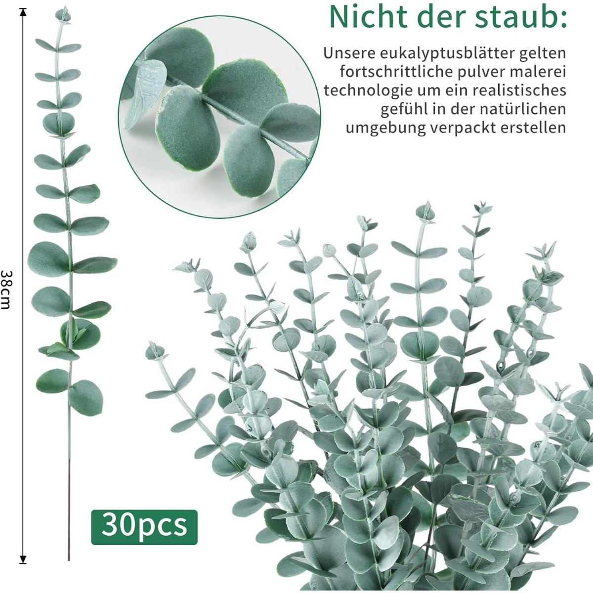 30-Piece Artificial Eucalyptus and Eucalyptus Leaves, Wedding Bouquet, Home Decor, Family Gatherings, Halloween, Thanksgiving, Christmas, Floral Arrangement, Decorative Stems, Christmas Decor ﻿ 1/10/20/30 Pack Artificial Eucalyptus Stems with Realistic Eu
