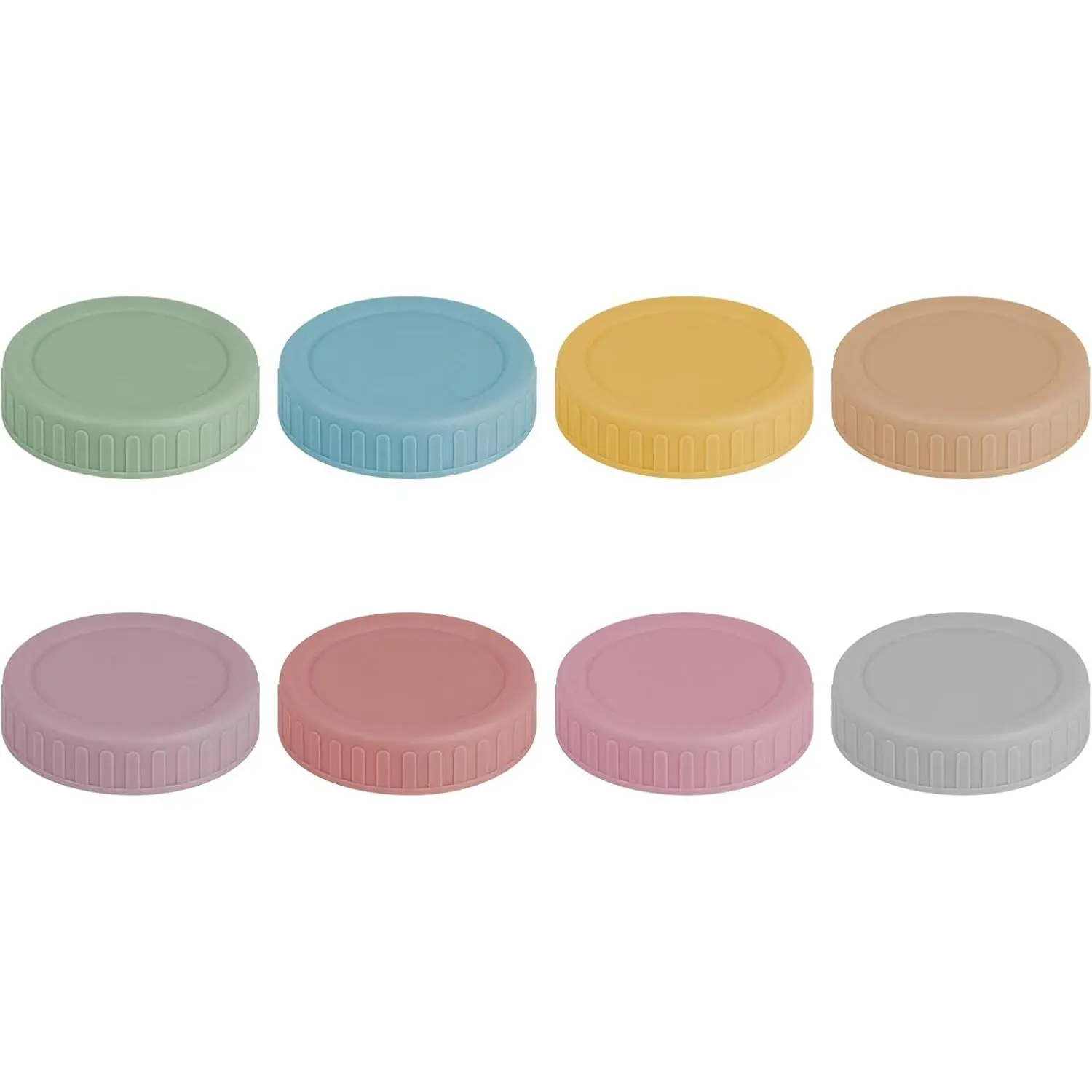 8PCS Mason Jar Lids - Colored Plastic Mason Lids Regular Mouth, Leak Proof Canning Covers with Silicone Rings for Ball, Kerr and More, Reusable Can Tops Caps Covers for Jars