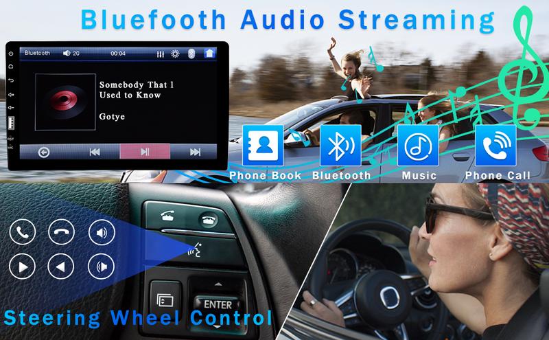 9 Inch Single Din HD Touch Screen Car Stereo with Bluetooth with Backup Camera + External Microphone + FM MP5 Player Car Audio Receivers Support Mirror Link SWC USB EQ Car Radio