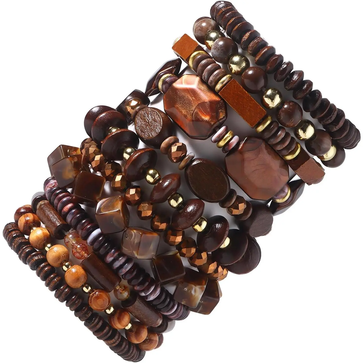 12 count Beaded Bracelets for Men Women Adjustable Punk Braided Wooden Bracelet Bulk  Bangles Gothic