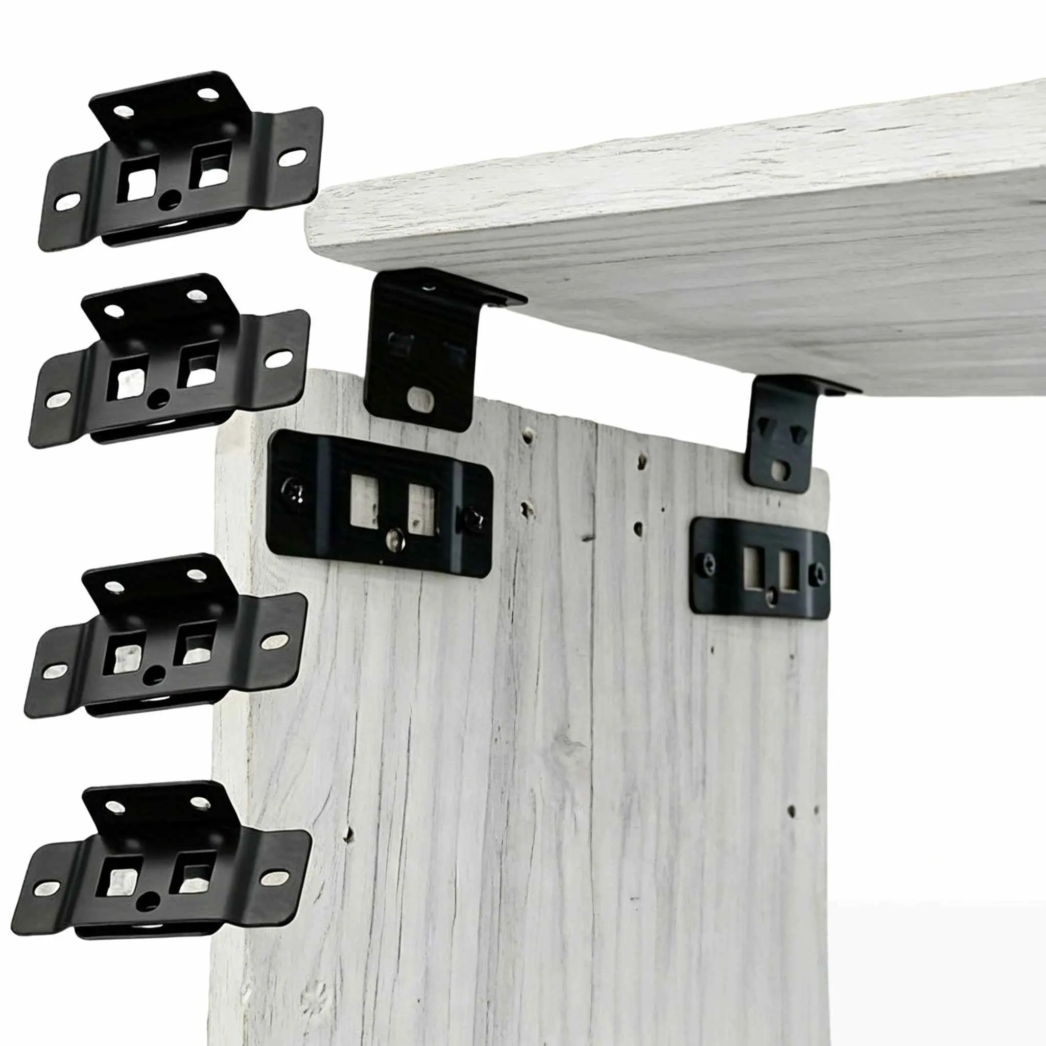 2-in-1 Metal Bracket Kit with Screws, Mounting Brackets, L-Shaped 90 Degree Corner Brace, Furniture Reinforcement Connector, Drawer Support, Shelf Support for Shelves, Cabinets, Drawers, DIY Home Hardware Accessories, Black/White