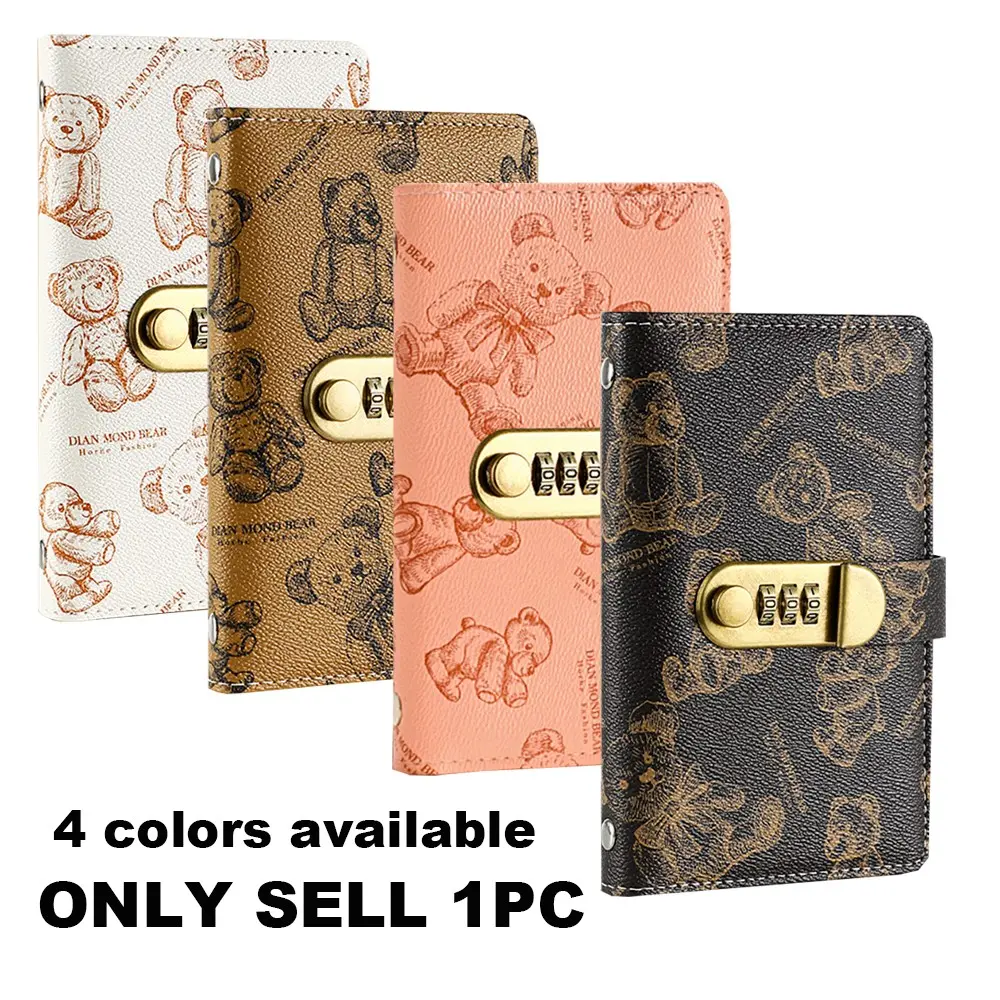 Bear Password Lock Savings Book, Combination Lock Security Album, Currency Collection Organizer, Safe Money Storage Ledger