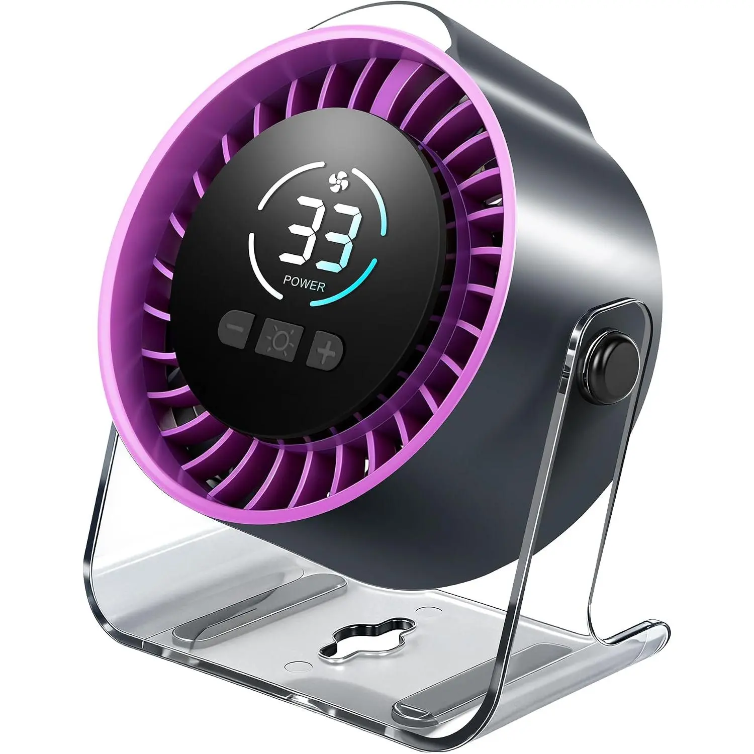 Desk Fan Rechargeable 100 Speed Adjustable (Need Long Press), Small Portable Fan with LED Display & Night Light, 7 , 12H  Life for Travel Camping Office Bedroom