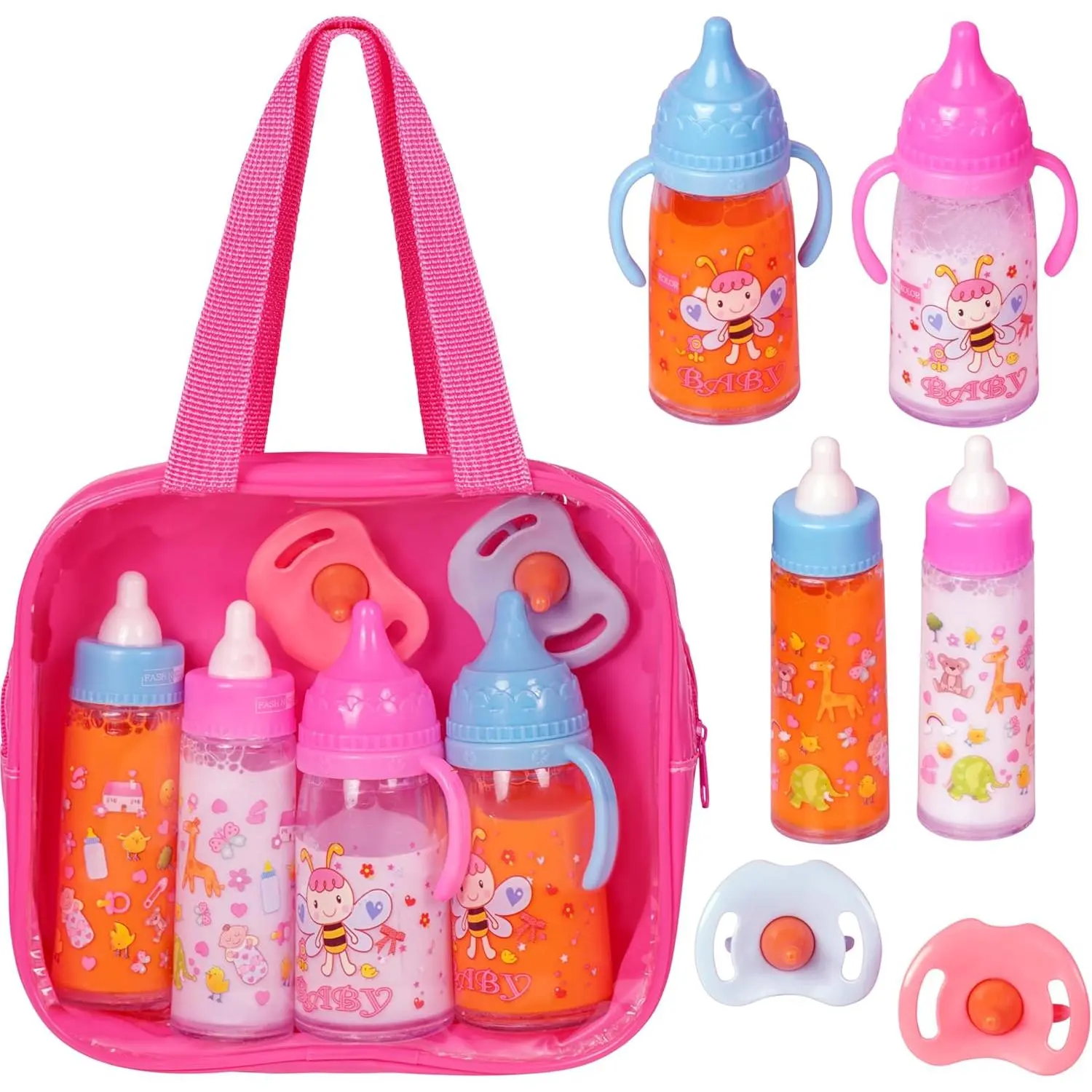 My Sweet Baby Disappearing Doll Feeding Set |   Baby Care 6 Piece Doll Feeding Set (Hot Pink)