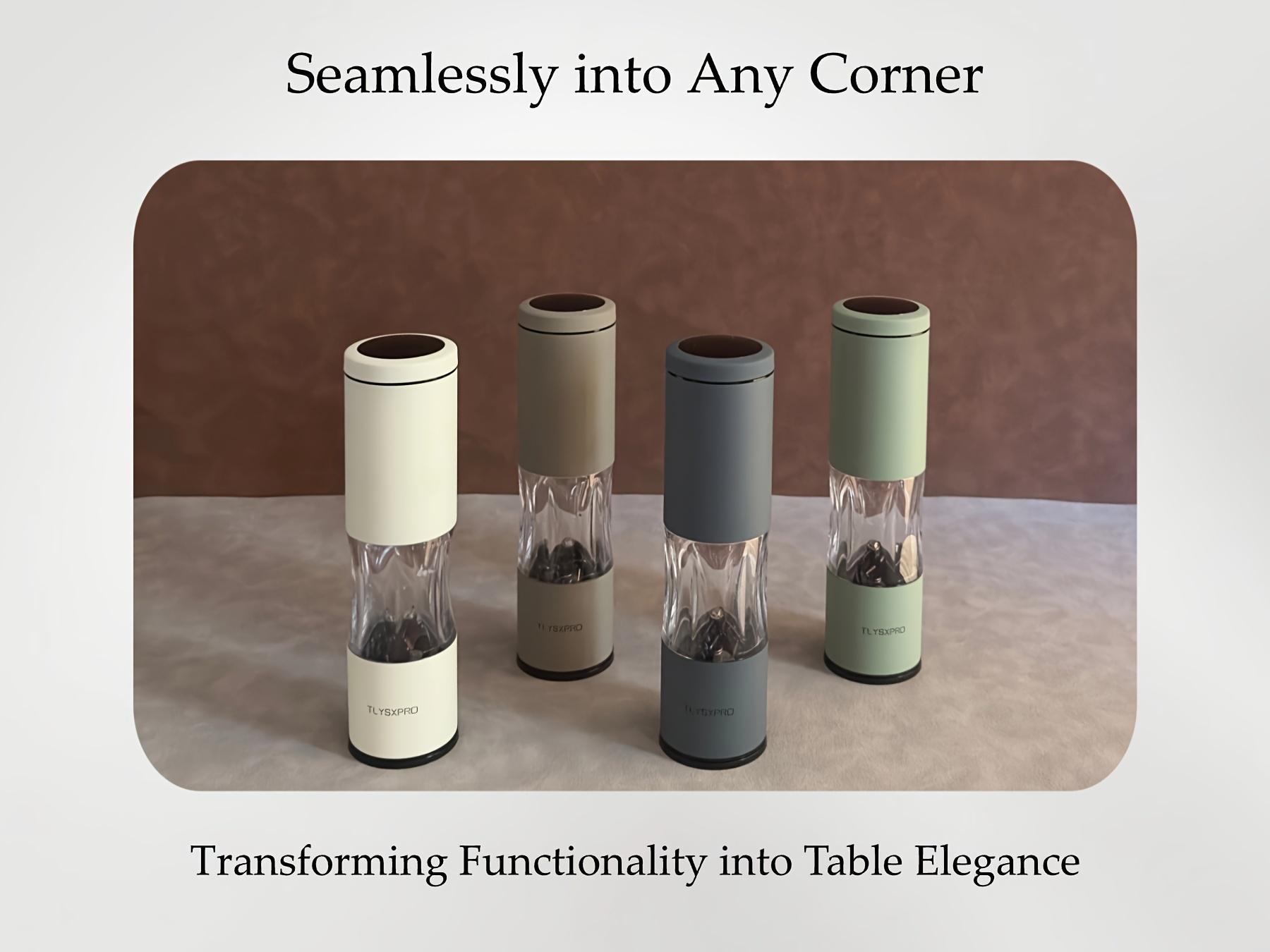 2pcs Manual Salt and Pepper Grinder Set with Adjustable Coarseness - Refillable Pepper Mill & Salt Grinders, Ceramic Core for coarse/finely ground spices, Durable Plastic for Kitchen or for hosting (Christmas, Thanksgiving, Dinner Parties