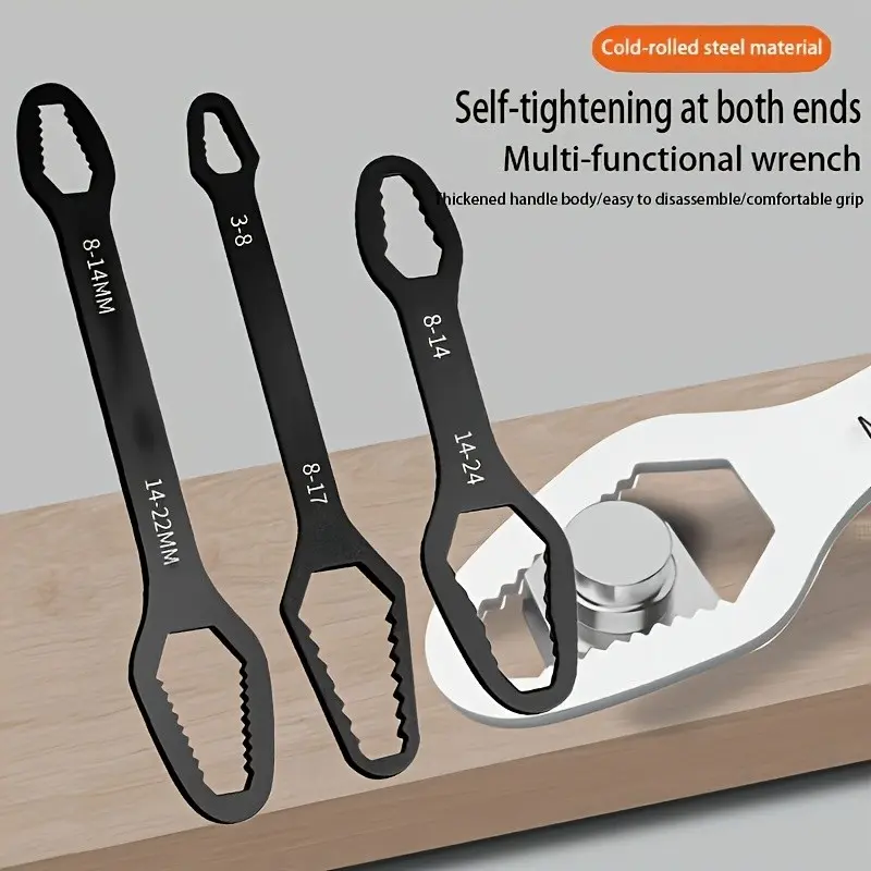 3-Piece Wrench Set, Self-Tightening Offset Wrench, Box Wrench, Adjustable Short Handle Wrench, High-Strength, Narrow Space Repair Tool, Home Repair Tools