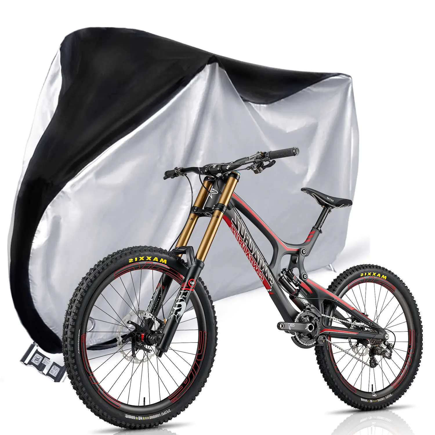 190T Waterproof Bike Cover with Lock Hole Dust UV Rain Snow Protection Outdoor Storage Heavy Duty Polyester Bicycle Cover Multiple Sizes for Mountain Road Bike All Weather Bike Protector