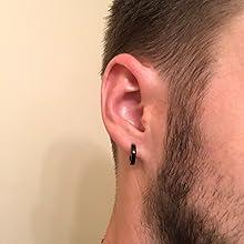 Sanfenly 22pcs Men's Dangling Earrings Stainless Steel with Hinges Hoop Earrings Long Chain Stud Cross Earrings Set Kpop Men's Earrings Black