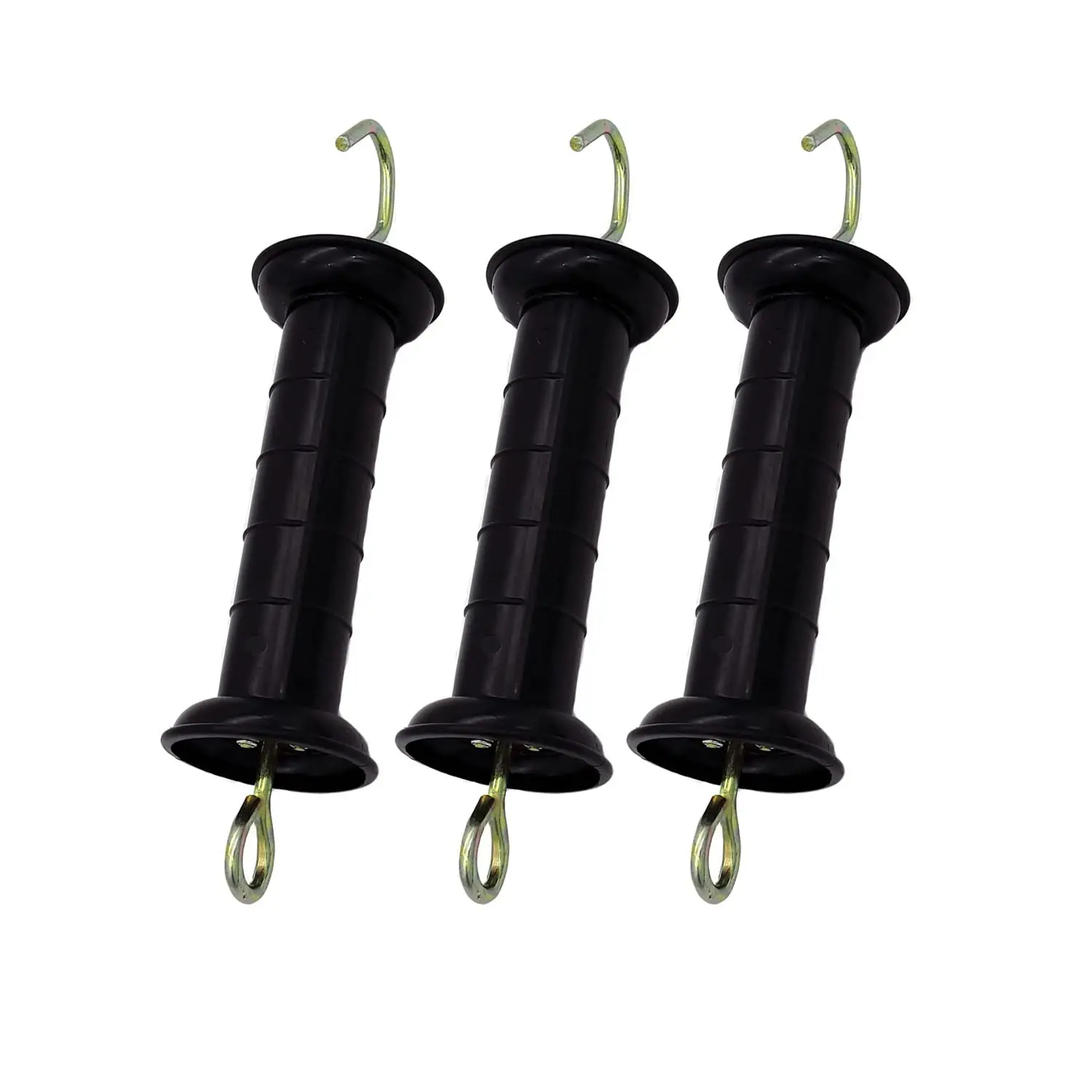 3 Pcs Black Plastic Electric Fence Gate Handle Insulators with Spring