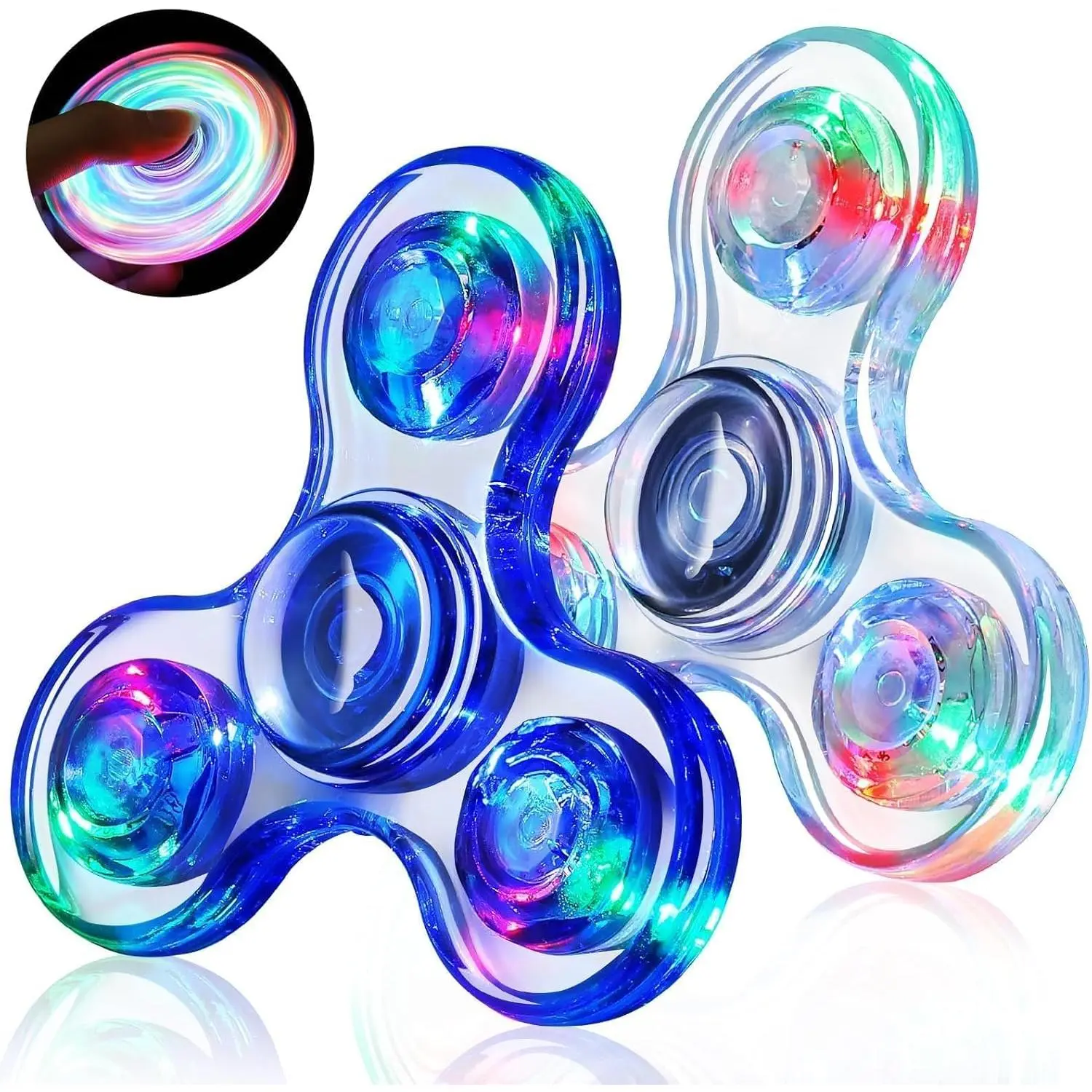 Fidget Spinners for Kids 2 Pack, Light up Sensory Fidget Toys Adults Kid 4-8-12, Glow in The Dark ADHD Autism Toys 5-7 Boys Girls, LED Classroom Prizes Teen Boy Gifts for Kids Mini Fidgetsfidget toys