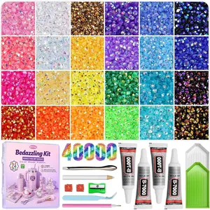 Home Supplies Redtwo 40000Pcs Resin Jelly Rhinestones for Bedazzling, 3mm Multicolor Flatback Rhinestones, Bedazzling Kit with 4Pcs B7000 Jewelry Glue and Tools, Bedazzler Kit for Crafting Book Clothes Makeup Shoes