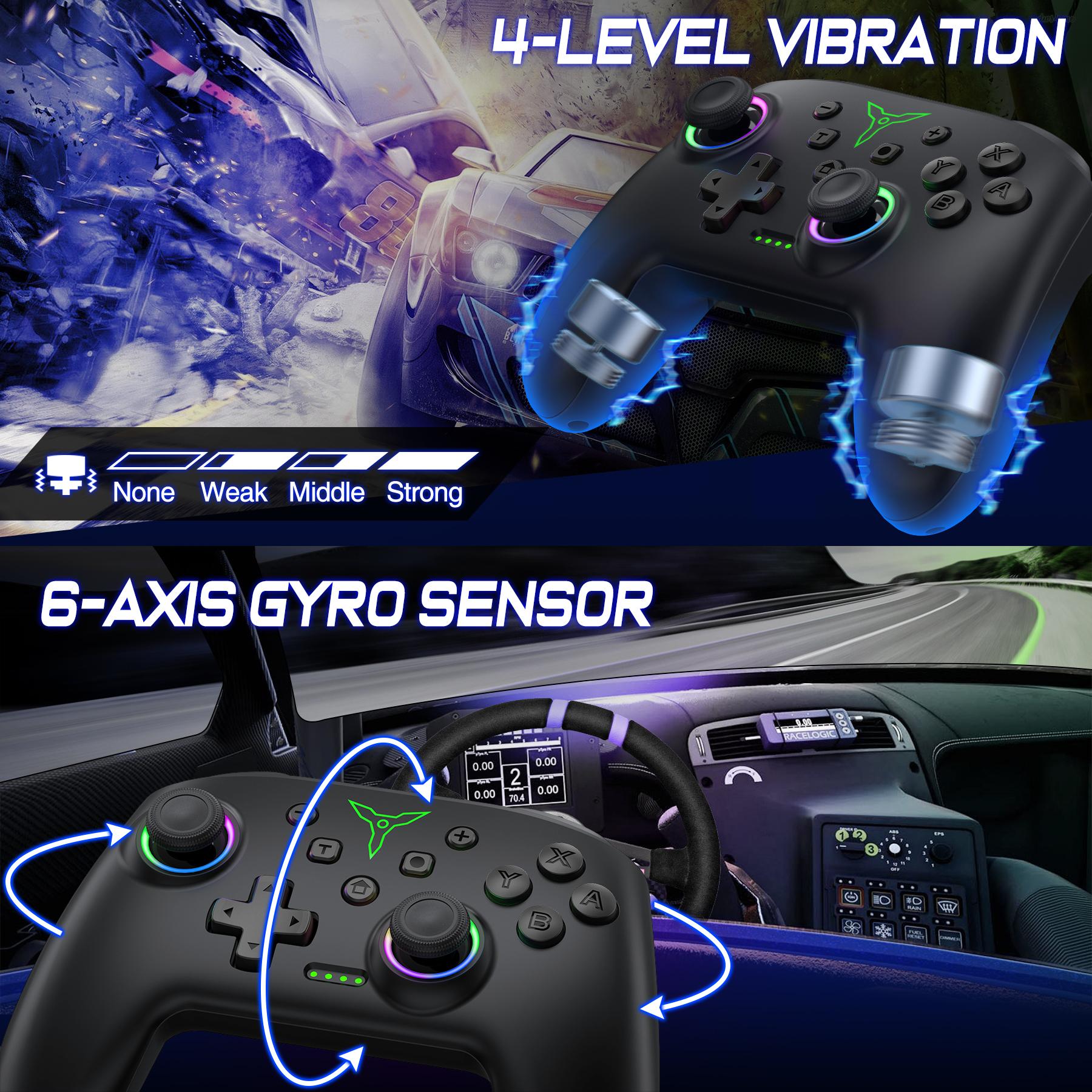 Wireless Switch Controller for Switch/OLED/PC,with RGB Light, Programmable, TURBO&Wakeup, NOT Incluede Game Console Accessories Smartphone