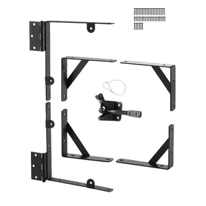 Gate Corner Brace Bracket, Anti Sag Gate Frame Hardware Kit, Gate Frame Brace Bracket with Latch Lock Rope, Latch Lock, for Shed Doors, Corral Gates, Driveway Gates, Wood Windows, Iron, Black