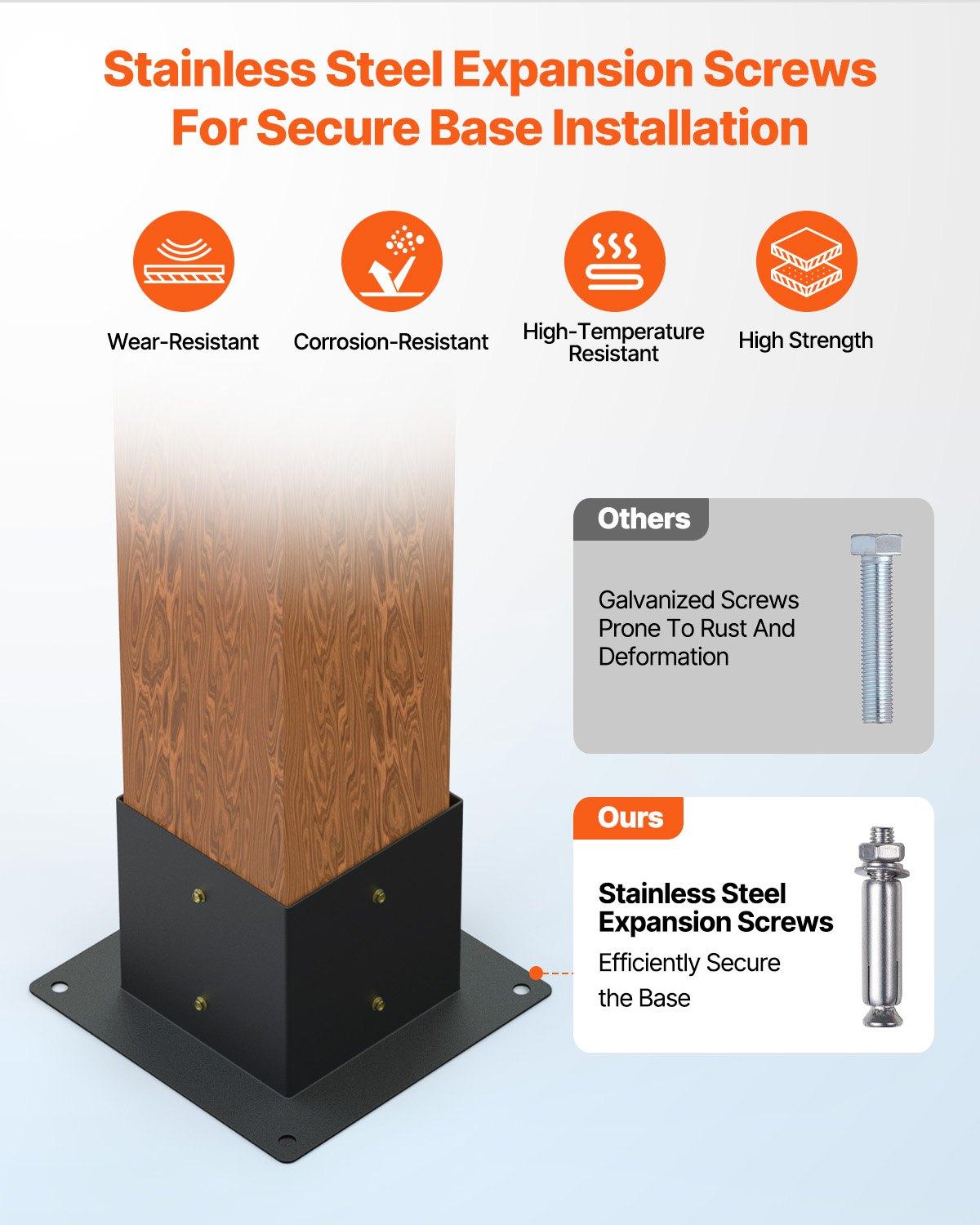 VEVOR Pergola Bracket Kit, 6x6 Inch (Inner Size 5.5x5.5), 4 Pcs 3-Way Heavy Duty Corner Bracket Woodworks DIY Post Base Kit, Easy Installation Wooden Beams for Gazebos, Patio Pergolas, Log Cabin